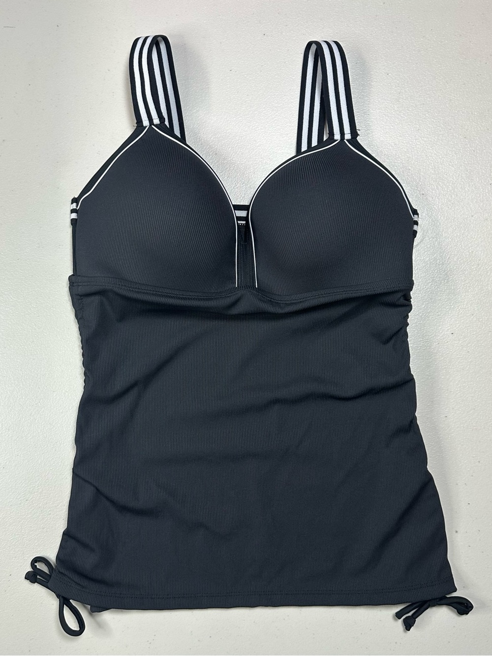Free Country Black Tankini Top with Striped Straps